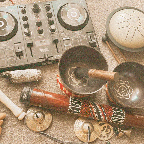 Tibetan Sound bowls and assorted instruments.